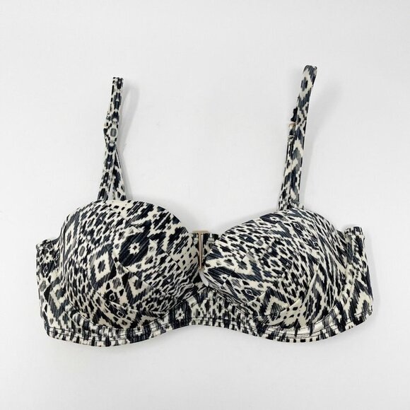 Victorias Secret Push Up Bikini Top Size 32B Black Print - Picture 1 of 11
